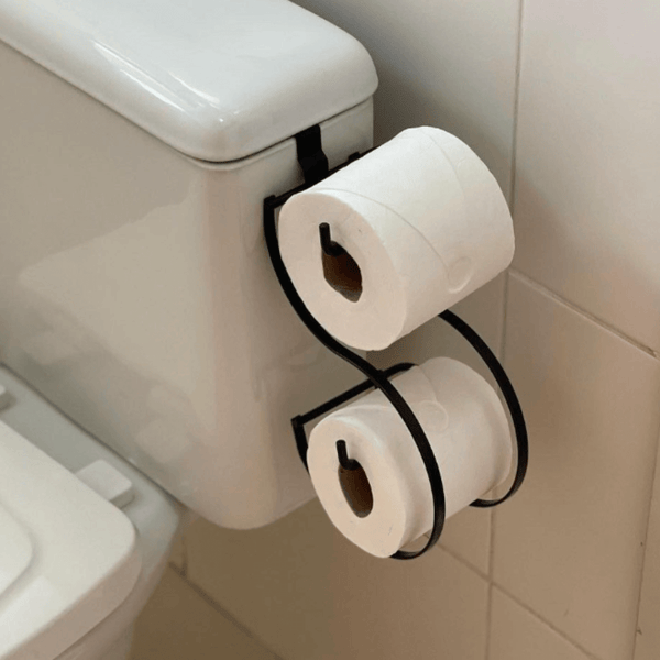 Suporte para Papel Higiênico Duplo Caixa Acoplada Preto Fosco