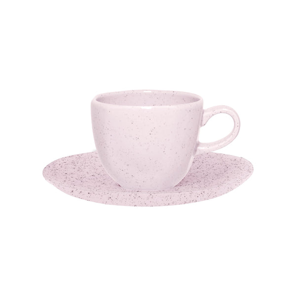 Xícara de Chá Porcelana com Pires Rosa Pink Sand